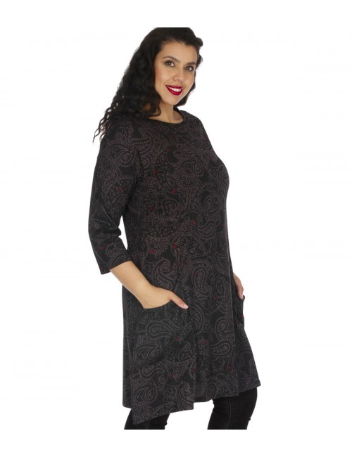 vestido mais tamanho-bolsos pretos