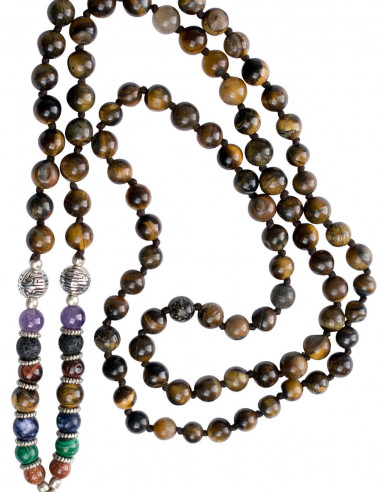 Mala-Tibetan-Hindu-Tiger-Auge-Halskette