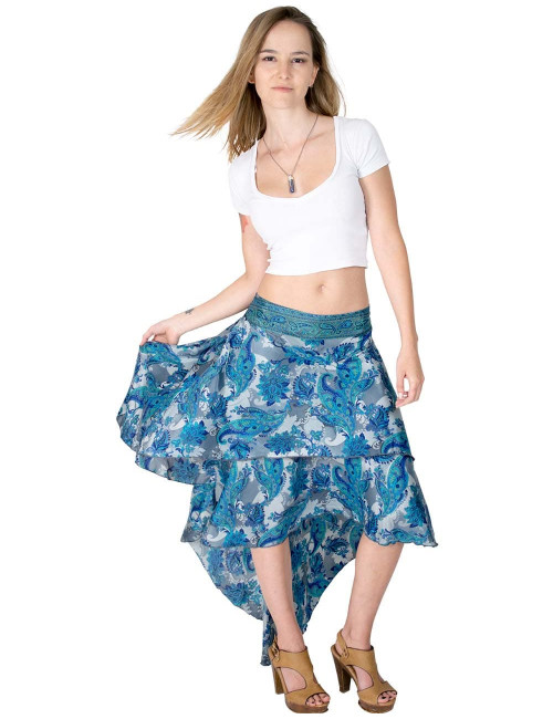 Boho-gemusterter blauer Sommerrock
