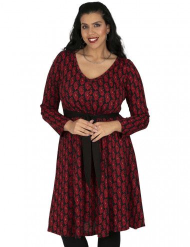 Dress-Belt-Print-Red-Plussize