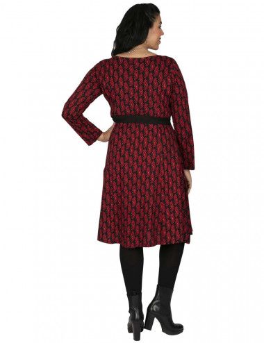 robe-ceinture-imprimée-rouge-grande taille 2