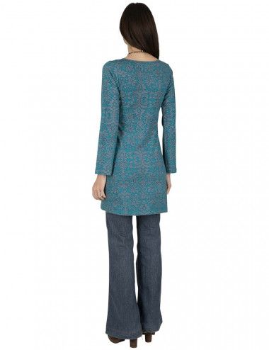 vestido-corto-celeste-estampado-otoño 2
