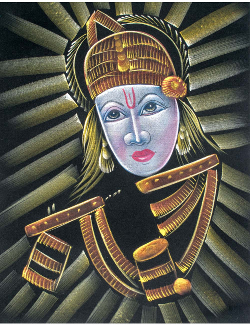 tapisserie-krishna-dieu-hindou-peint-sur-velours