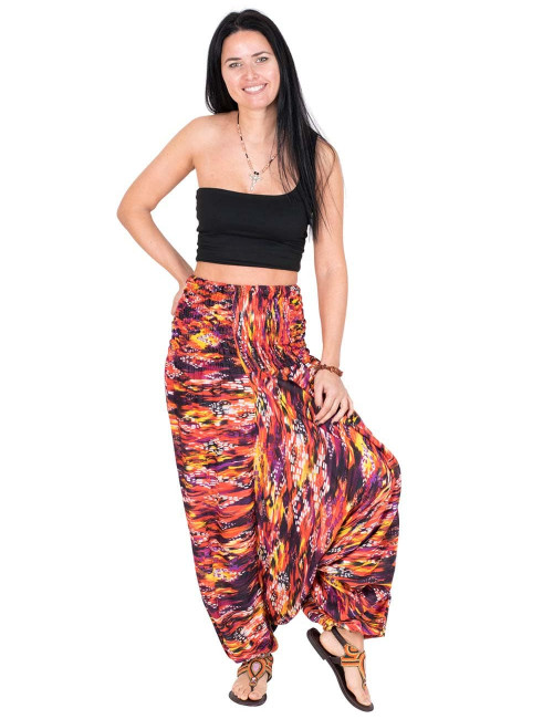 pantaloni-saruel-rosso-stampa-donna-hippie