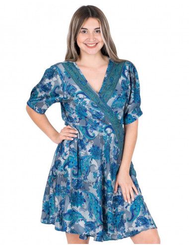 Kurzkleid-Urban-Street-Print-Blau