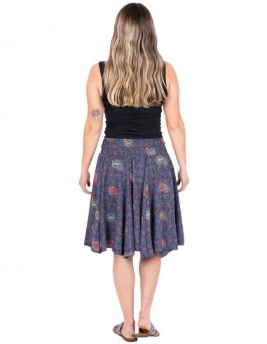 gonna-corta-seta-stampata-blu-estiva