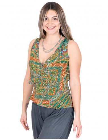 T-shirt-seta-incrociata-stampata-verde