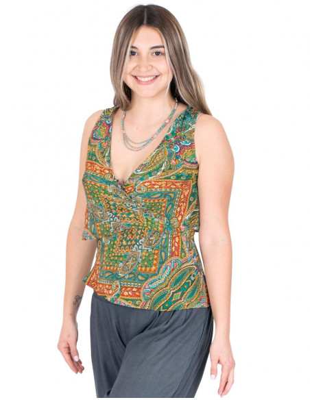 T-shirt-seta-incrociata-stampata-verde