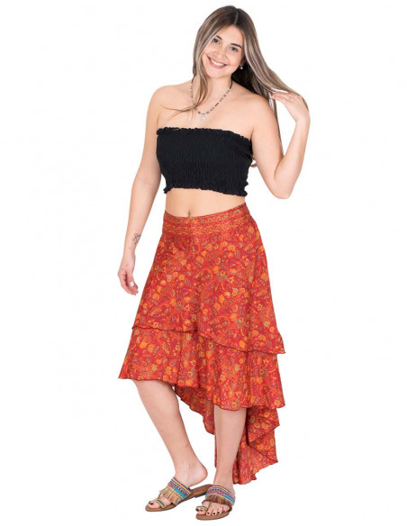 jupe-ibiza-soie-imprimée-orange