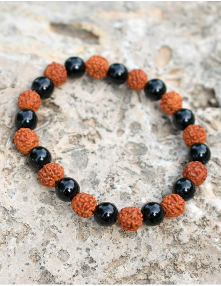 Bracciale combinato Rudraksha e Onix