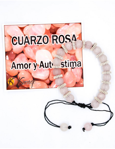 Bracciale con gemme di quarzo rosa