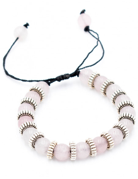 Pulseira de gemas de quartzo rosa
