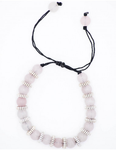 Pulseira de gemas de quartzo rosa