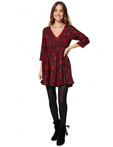 vestido-corto-estampado-rojo-y-negro 2