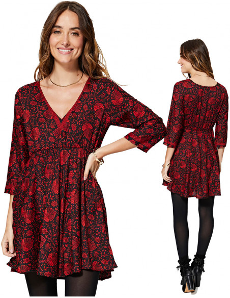Robe imprimée rouge et noire