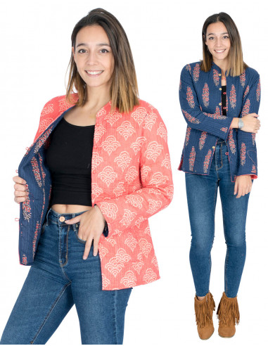 Jaqueta reversível rosa ou azul