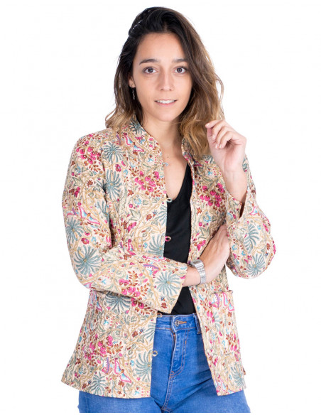 Wendbare Mao-Jacke aus Baumwolle – Hippie-Chic-Stil – exklusives indisches Kunsthandwerk
