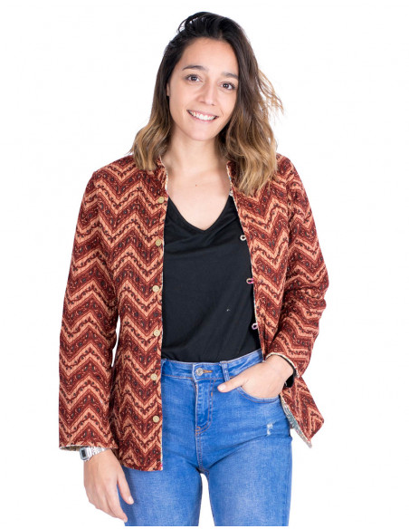 Veste Mao réversible en coton - Style Hippie Chic - Artisanat indien exclusif