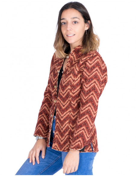 Giacca Mao in cotone reversibile - Stile Hippie Chic - Esclusivo artigianato indiano