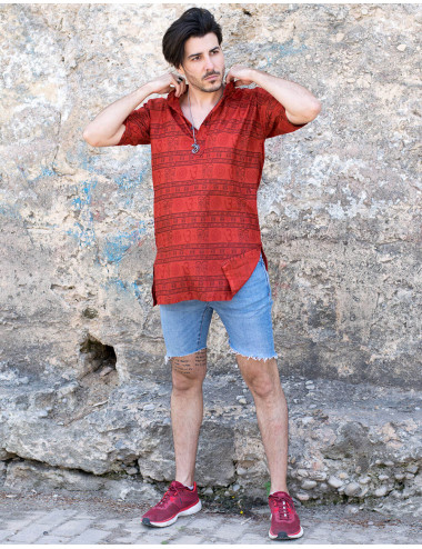 Chemise hippie rouge 2