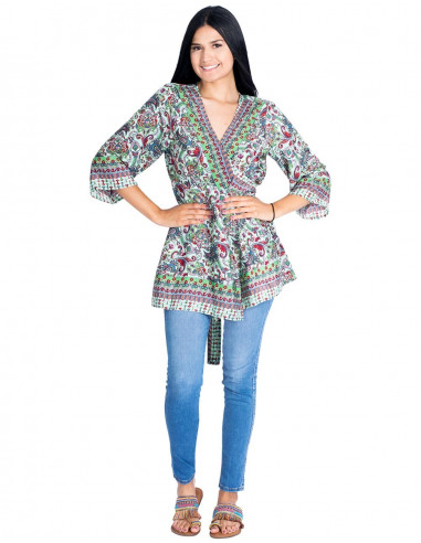 Lange gekreuzte Bluse
