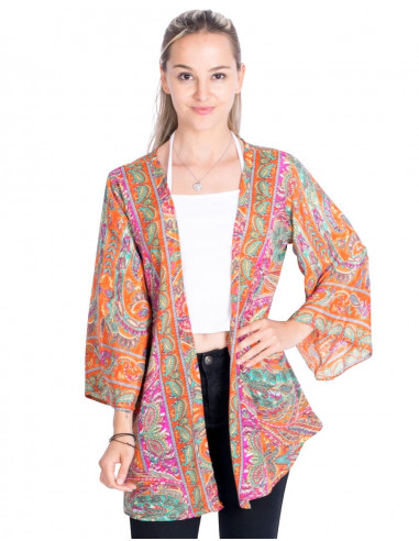 Kimono en soie imprimé