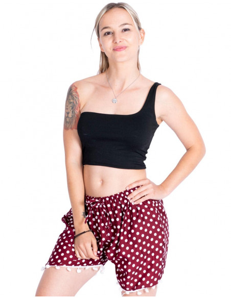 pantalon-corto-lunares-con-pompones-mujer