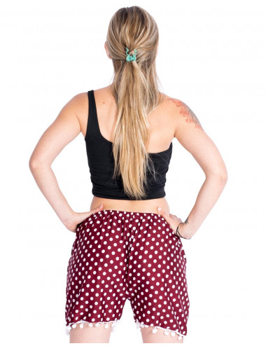 pantalon-corto-lunares-con-pompones-mujer 2