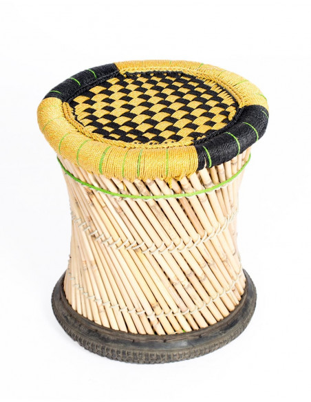 Geflochtener Bambushocker – handgefertigt in Indien – 40 cm hoch