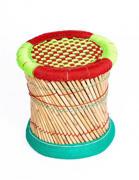 Woven Bamboo Stool - Handcrafted in India - 40 cm High