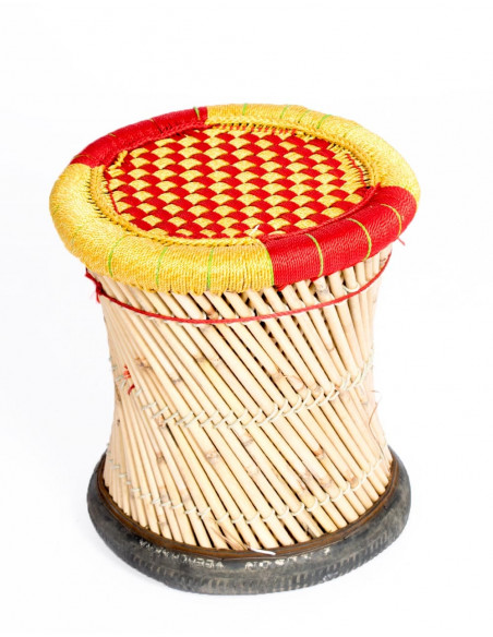 Capa de banco de bambu trançado - Feito à mão na Índia - Exclusivo e confortável - 40 cm de altura