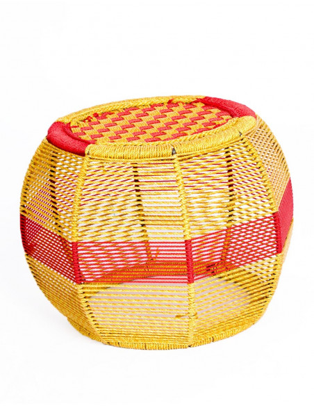 Handcrafted Designer Round Stool in Metal and Nylon Rope - Handmade in India - 29 cm