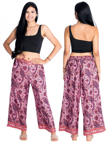 Pantaloni di seta stampati rosa