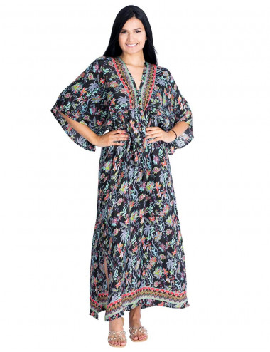 Printed Black Silk Dress