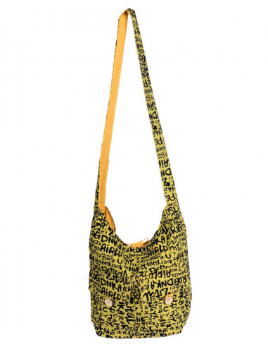 Borsa a tracolla gialla con lettere