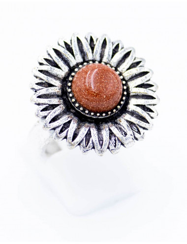 Flower Ring with Stone 2