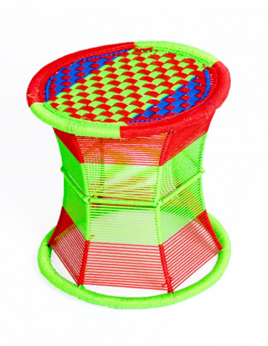 Sgabello in metallo con corda di nylon fatto a...
