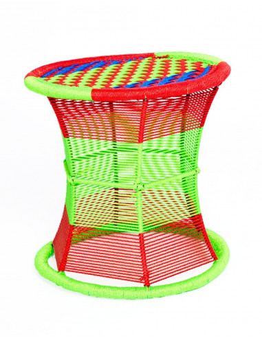 Metallhocker aus Nylonseil, handgefertigt in...