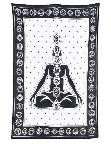 Tapestry 7 chakras B&W