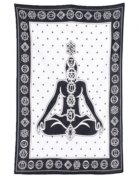 Tapestry 7 chakras B&W