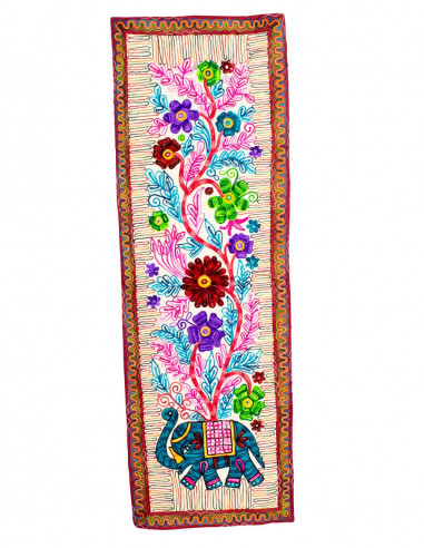 Elephant and Flowers Ethnic Tapestry