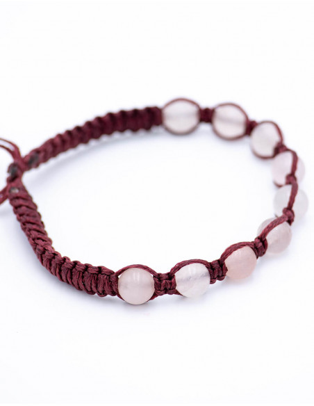 Bracciale Macramè con Pietra di Quarzo Rosa