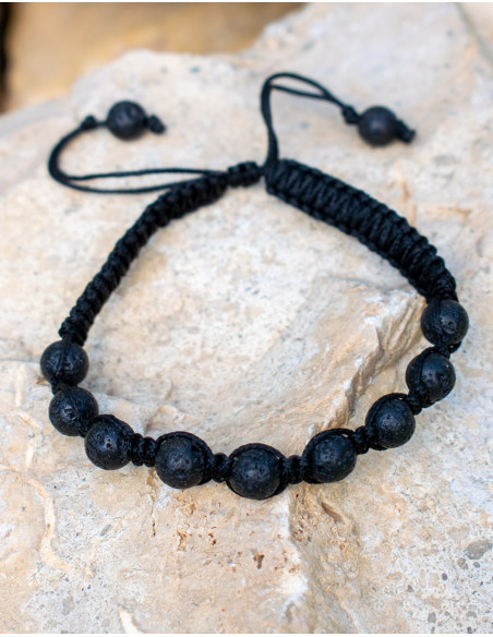 Bracciale Macramè con Roccia Vulcanica