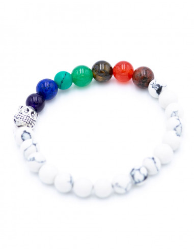 Bracelet en pierre minérale Howlite avec Bouddha