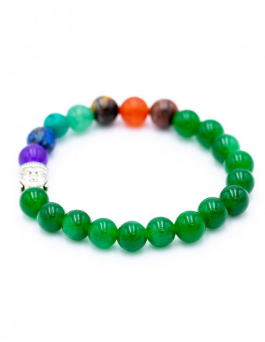 Grünes Jaspis-Mineral-Armband mit Buddha-Kopf