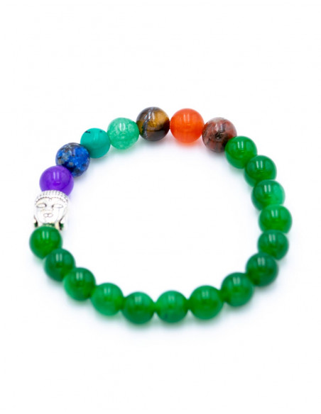 Bracciale in diaspro minerale verde con testa di Buddha