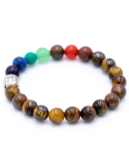 Mineral Stone Bracelet 7 Chakras and Buddha