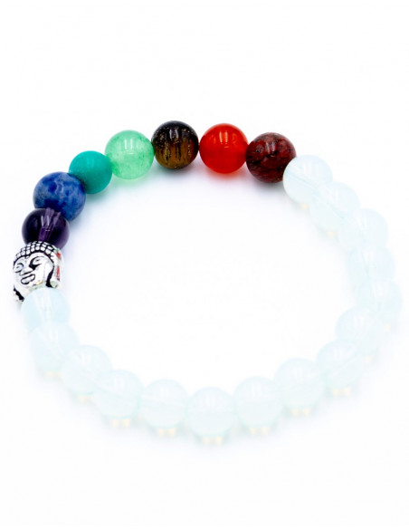Opalite Stone Bracelet with 7 Chakras and Buddha
