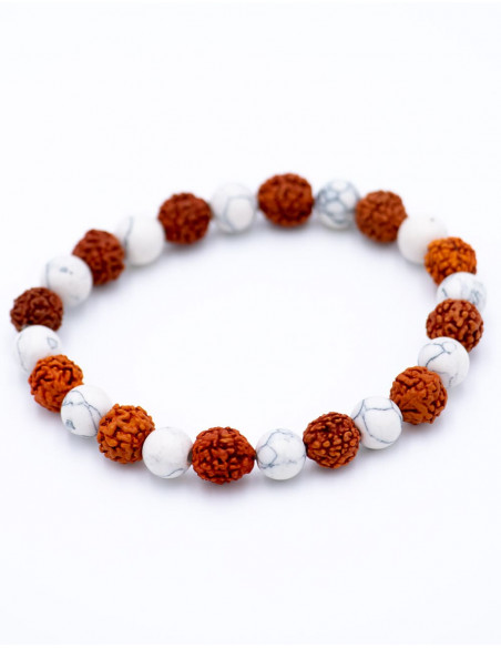 Bracelet Rudraksha et Howlite