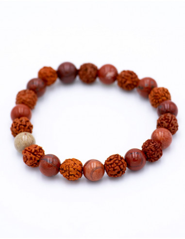 Armband aus Rudraksha und rotem Jaspis